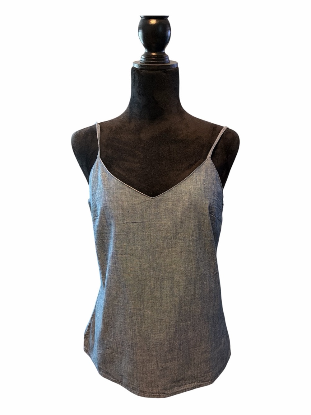 J. Crew Chambray V-Neck Spaghetti Strap Tank - Blue - Picture 2 of 4